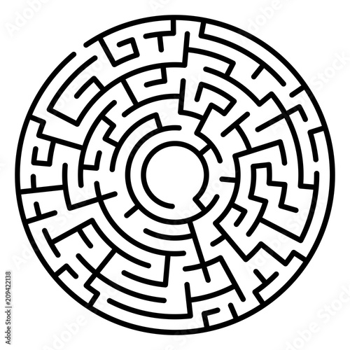 Maze circle. Labyrinth. Maze symbol. Isolated on white backgroun