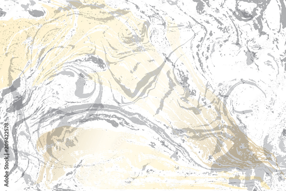 White and gray marble texture. Gold marbled pattern. Light vector surface.