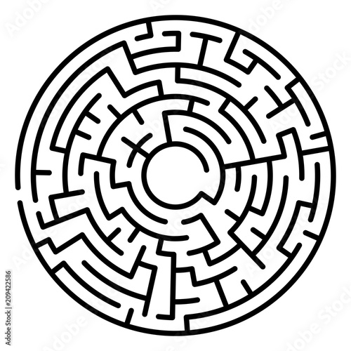Maze circle. Labyrinth. Maze symbol. Isolated on white backgroun