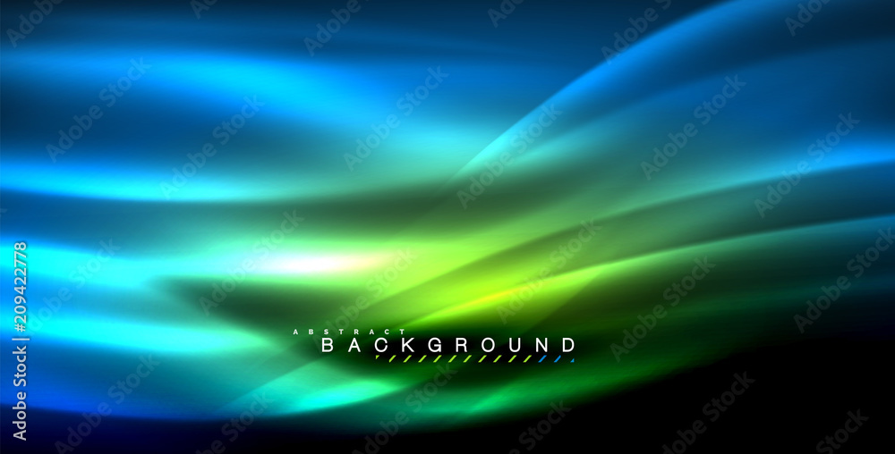 Neon glowing wave, magic energy and light motion background Neon glowing wave, magic energy and light motion background