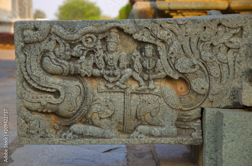 Carved water outlet at the Mahadeva Temple, was built circa 1112 CE by Mahadeva, Itagi, Karnataka photo