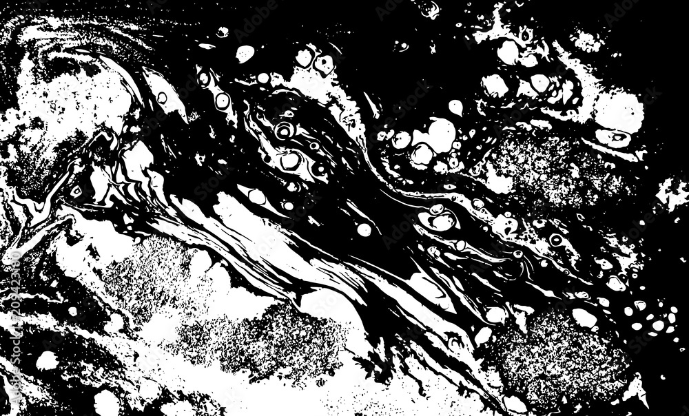 Black and white liquid texture. Hand drawn marbling illustration. Abstract vector background. Monochrome marble pattern. Black and white liquid texture. Hand drawn marbling illustration. Abstract vector background. Monochrome marble pattern.