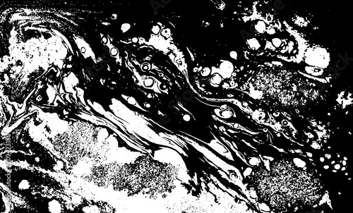 Black and white liquid texture. Hand drawn marbling illustration. Abstract vector background. Monochrome marble pattern.