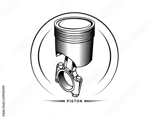 Piston on white background