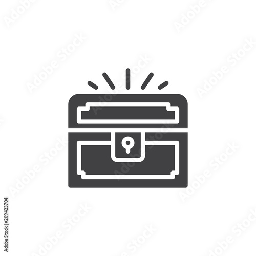 Treasure chest vector icon. filled flat sign for mobile concept and web design. Closed pirate chest simple solid icon. Symbol, logo illustration. Pixel perfect vector graphics