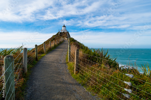 Nugget Point, Rocks cliffs, and beautiful ocean. A path to Lighthouse. The Catlins, New Zealand. © Klanarong Chitmung