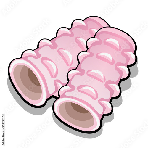 Set of pink hair curlers isolated on white background. Vector cartoon close-up illustration.