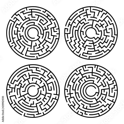 Set of maze circle. Labyrinth. Maze symbol. Isolated on white background