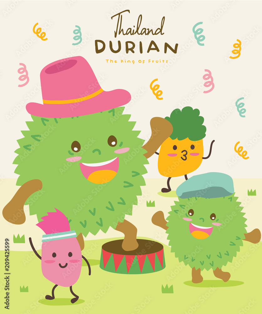 Obraz premium Cute Durian Vector illustration 5