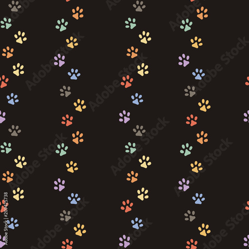 Seamless pattern of cat footprint. Stylish vector print.