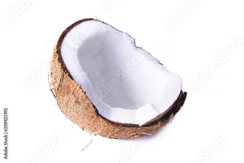 pieces of coconut isolated on white