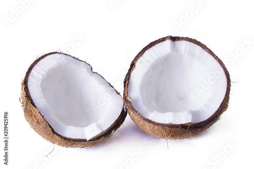 pieces of coconut isolated on white