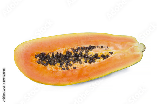 slice of papaya, tropical fruit isolated