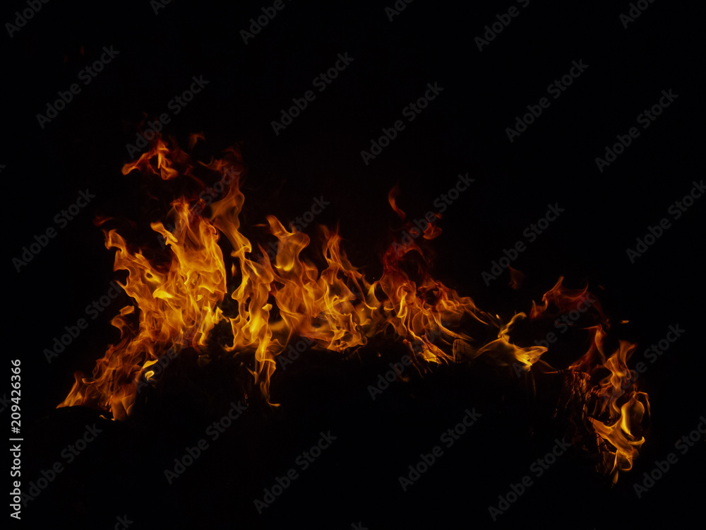 Close-up of isolated fire flames, details Close-up of isolated fire flames, details