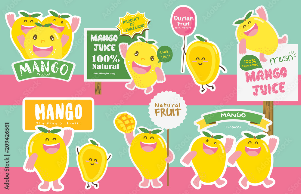Cute Mango Vector / Mascot Vector Cute Mango Vector / Mascot Vector