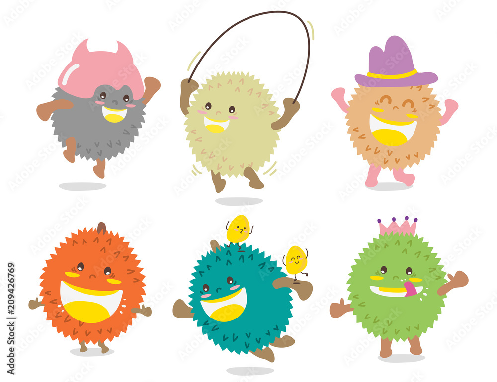 Set of Cute Durian Vector / Mascot Vector Design