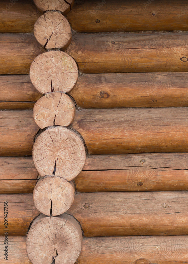 Wooden brown frame background, the wall of wooden house Wooden brown frame background, the wall of wooden house