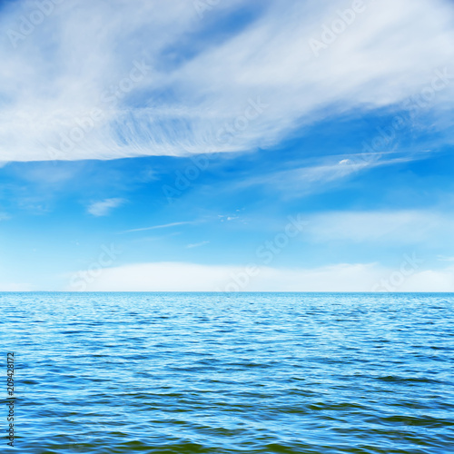 blue sea and clouds in sky