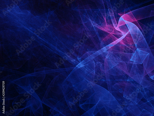 The Digital Scarlet Flower in Blue. Chaotic meshes form a beautiful abstract plant. Composite fractal background.