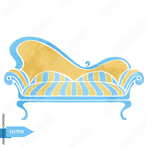 Vintage watercolor sofa