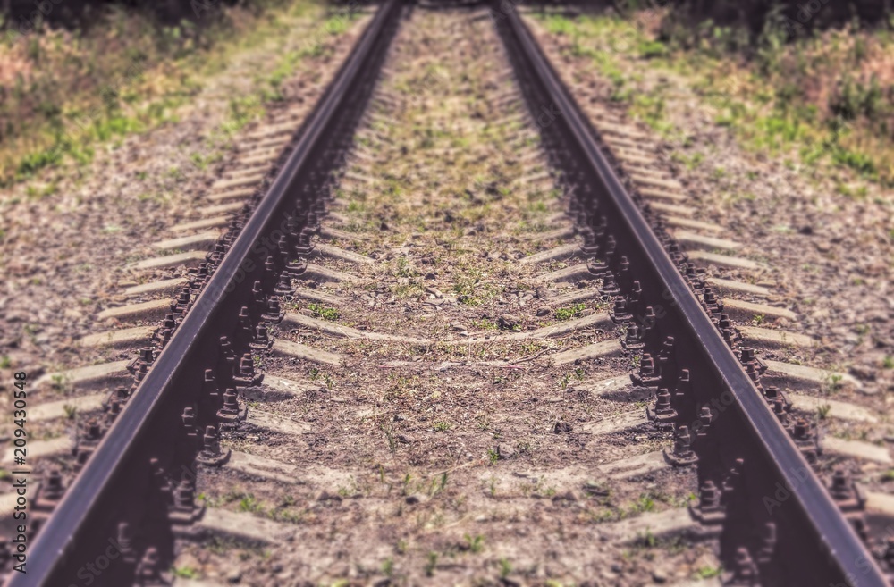 An empty railroad taken in perspective