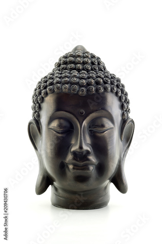 Portrait of a Buddha statue isolated on white background