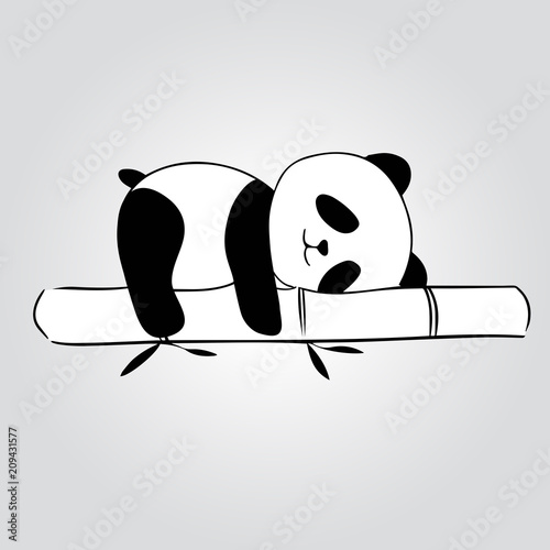 Fototapeta Naklejka Na Ścianę i Meble -  Panda sleeping above a Bamboo Trunk