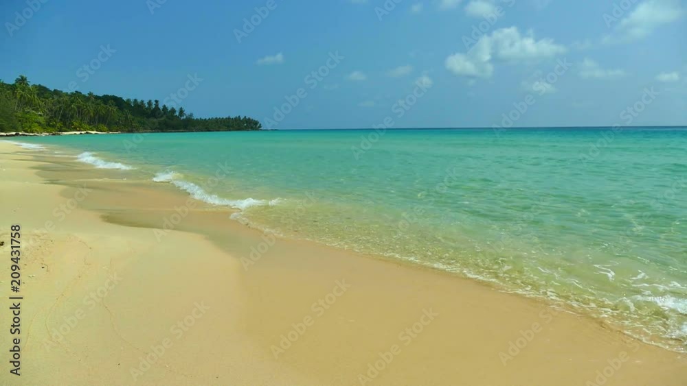 Nature with tropical sea and beach on white cloud and blue sky Nature with tropical sea and beach on white cloud and blue sky