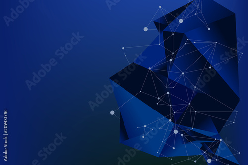 Blue background futuristic polygon and line connect dot with text space
