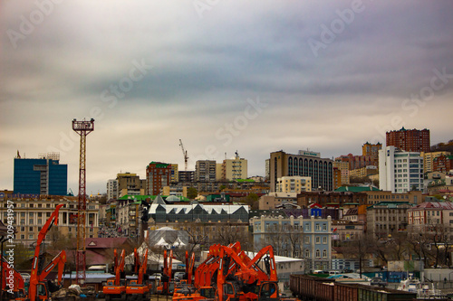 Vladivostok, Russia - Vay 08, 2018: view of the bridge over the Golden Horn Bay photo