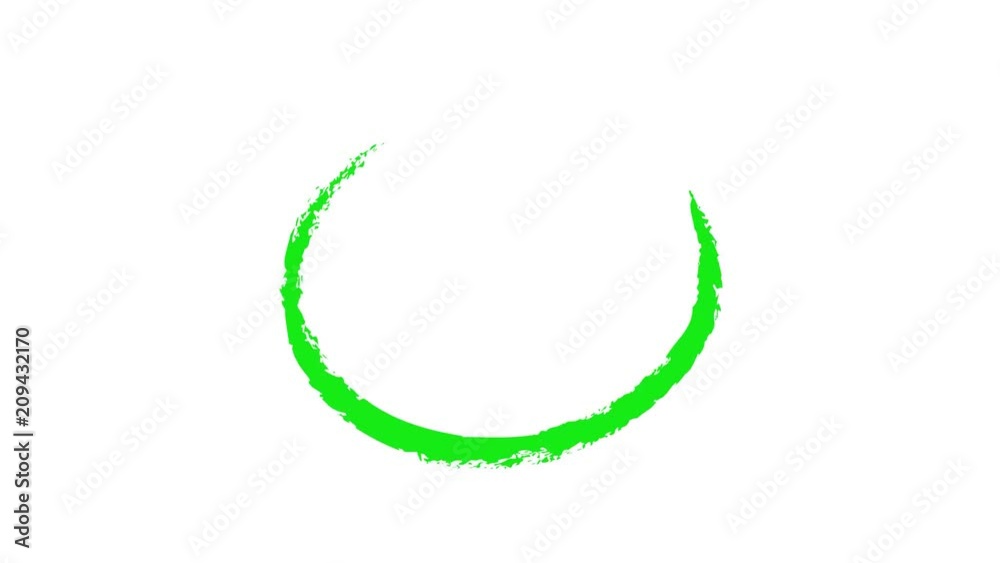 Circle draw on white background, 9 animated design elements of highlighting, green marker animation with alpha channel.