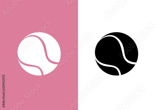 Silhouette Tennis Ball Icon on Pastel Pink Background Illustration