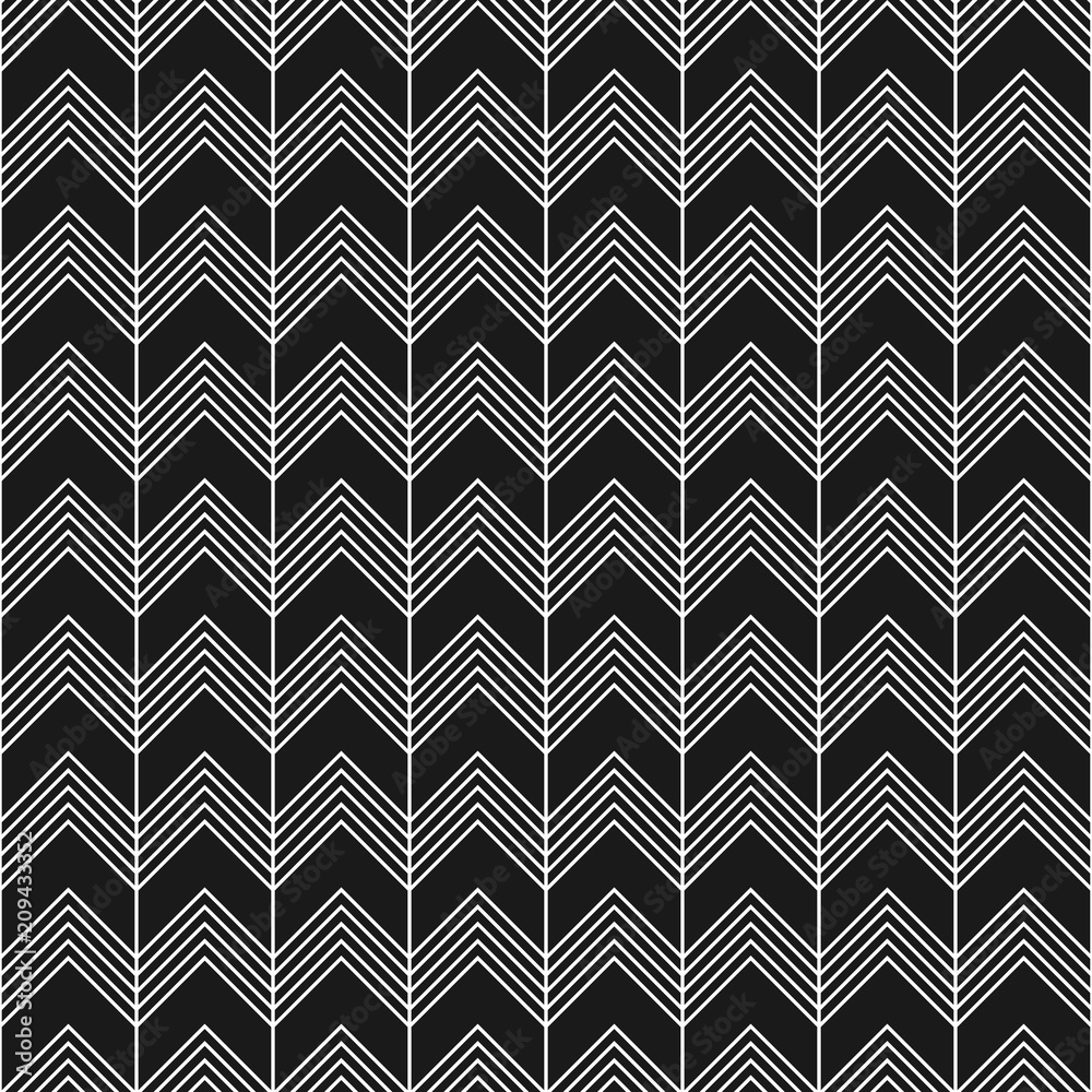 Linear seamless pattern with zig zag in black and white Linear seamless pattern with zig zag in black and white