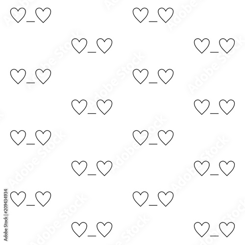 St. Valentines Day minimalistic seamless pattern with 'In love' emoticon in linear style