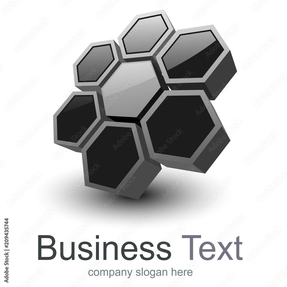 Logo 3D symbol with grey hexagons, vector design. Logo 3D symbol with grey hexagons, vector design.