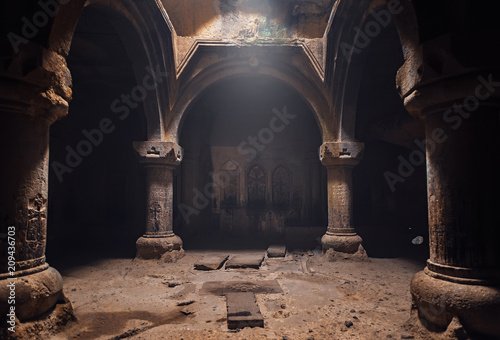 Fotótapéta Interior of ancient Christian temple Geghard