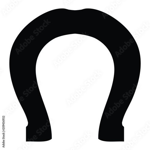 A black and white silhouette of a lucky horseshoe