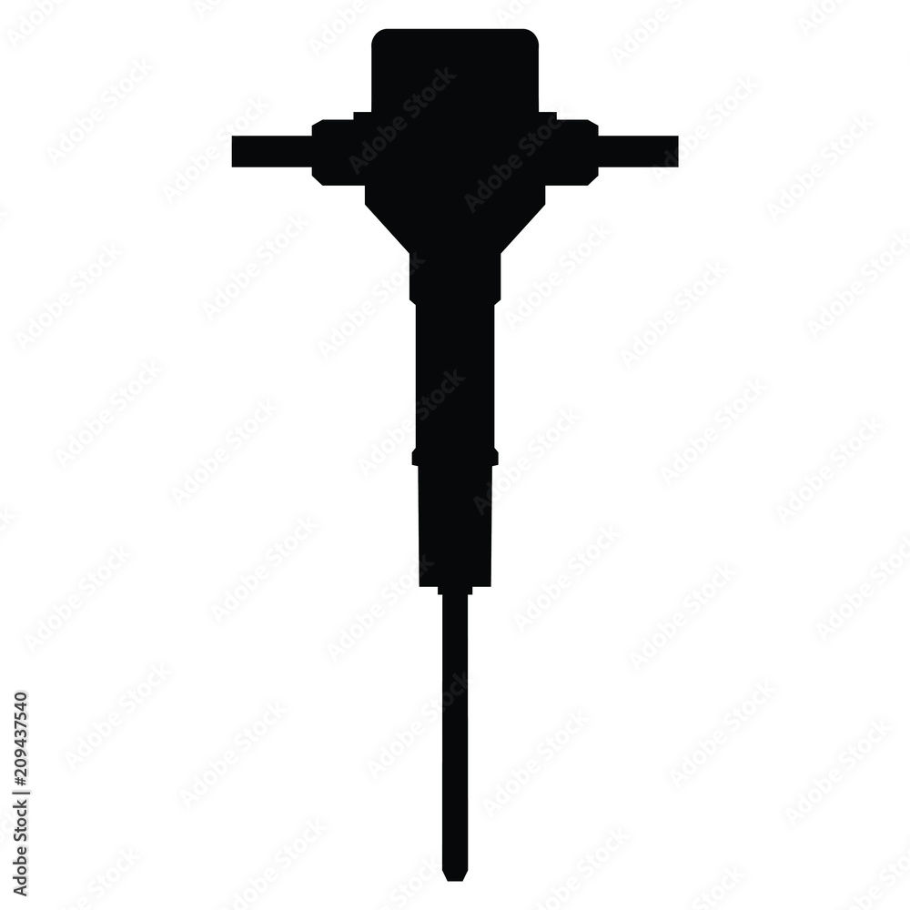 A black and white silhouette of a jackhammer A black and white silhouette of a jackhammer