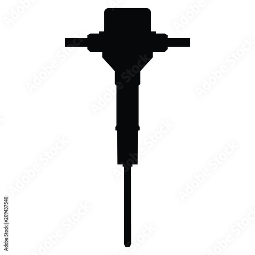 A black and white silhouette of a jackhammer