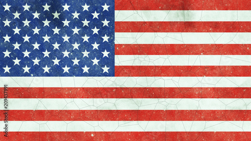 USA Flag On Cracked Concrete