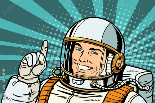 pop art astronaut points up