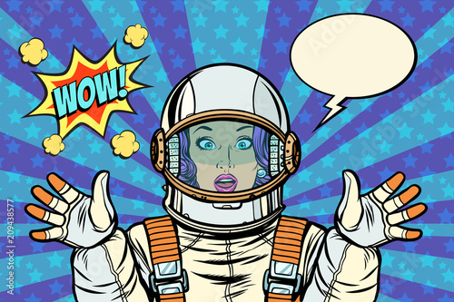 wow pop art woman astronaut