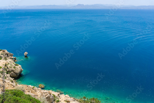 View of endless deep blue sea from a coast at Loutraki  Corinthian gulf  Greece