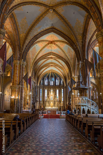 Interior of Matthias Church in Buda's Castle District. The church was the venue of several coronations, including that of Charles IV in 1916, last Habsburg king