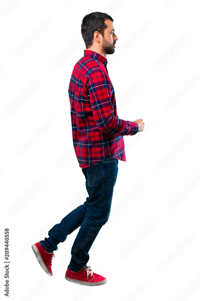 Naklejka premium Handsome man walking. Motion gesture.