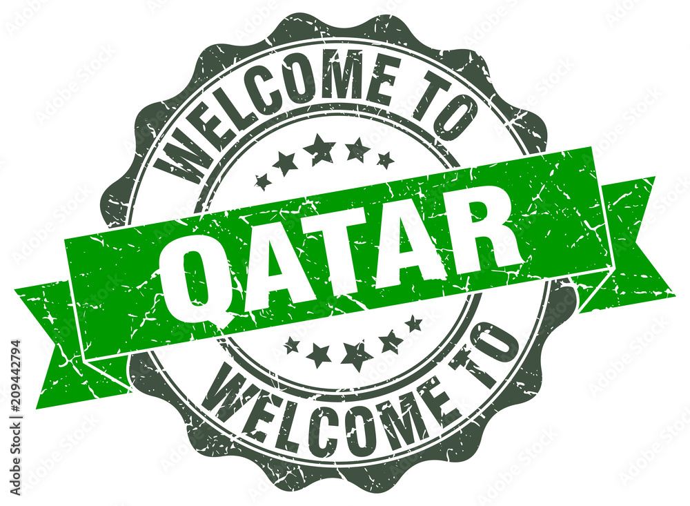 Obraz premium Qatar round ribbon seal