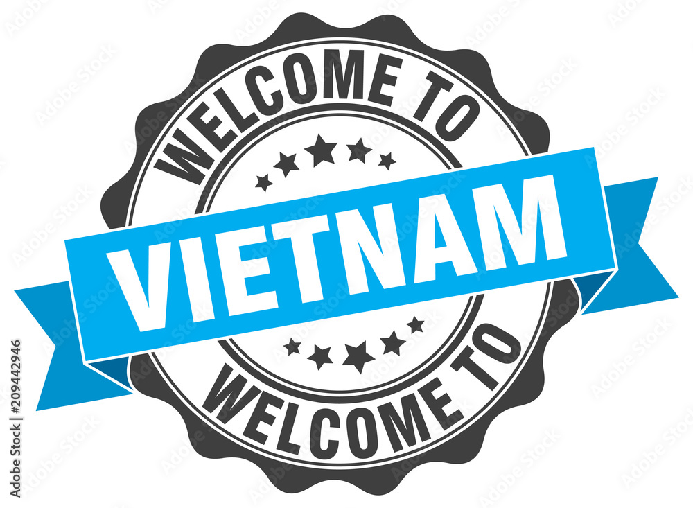 Fototapeta premium Vietnam round ribbon seal