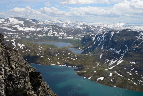Spectacular hiking the Besseggen Ridge, Norway