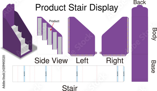 mock up product stair dispaly with dieline