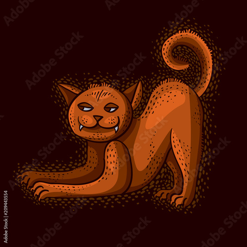 Cute cartoon doodle red cat...